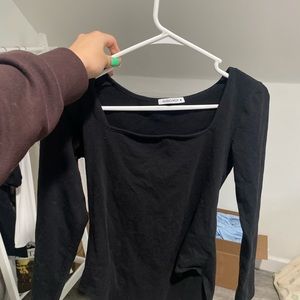 Black square neck bodysuit